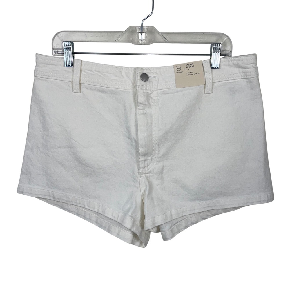 Universal Thread Womens White High Rise Sailor Shorts Size 14 Cotton Stretch